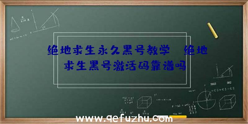 「绝地求生永久黑号教学」|绝地求生黑号激活码靠谱吗